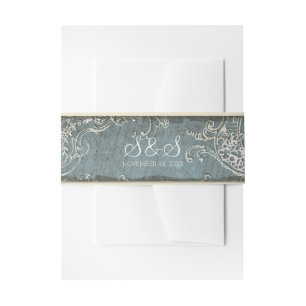  legance Wedding Toile Noite Belly Band Uitnodigingen Wikkel