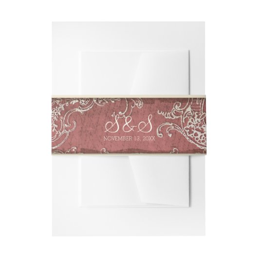  legance Wedding Toile Noite Belly Band Uitnodigingen Wikkel (Voorkant Voorbeeld)