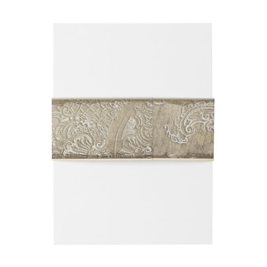 legance Wedding Toile Noite Belly Band Uitnodigingen Wikkel (Achterkant Voorbeeld)