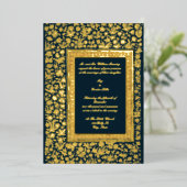  legant 19e eeuw gouden bruiloft folie uitnodiging (Staand Voorkant)