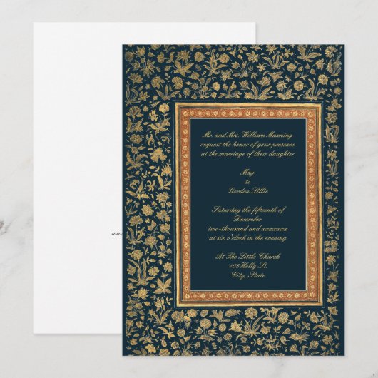  legant 19e eeuw gouden bruiloft kaart (Voorkant / Achterkant)