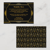  legant Art Deco Black Gold Wedding Informatiekaartje (Voorkant / Achterkant)