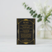  legant Art Deco Black Gold Wedding Informatiekaartje (Staand voorkant)