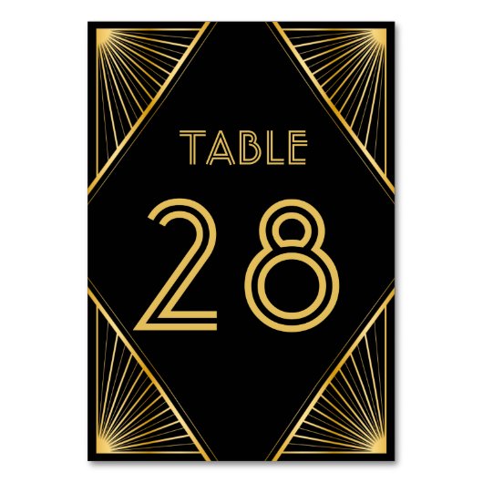  legant Art Deco Black Gold Wedding Kaart (Voorkant)