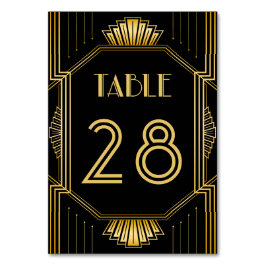  legant Art Deco Black Gold Wedding Kaart