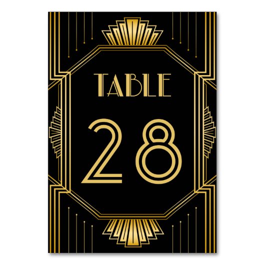 legant Art Deco Black Gold Wedding Kaart (Achterkant)