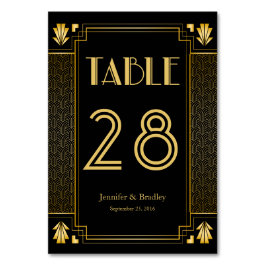  legant Art Deco Black Gold Wedding Kaart