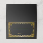  legant Art Deco Black Gold Wedding Plaatskaartje (Buitenkant ongevouwen)