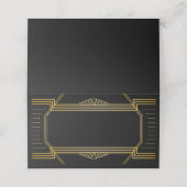  legant Art Deco Black Gold Wedding Plaatskaartje (Buitenkant ongevouwen)