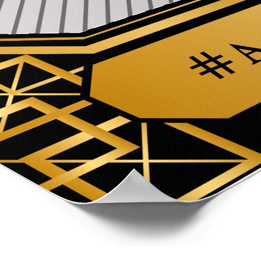  legant Art Deco Black Gold Wedding Poster (Hoek)