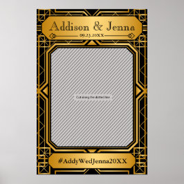 legant Art Deco Black Gold Wedding Poster