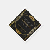  legant Art Deco Black Gold Wedding Servet (Hoek)