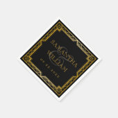 legant Art Deco Black Gold Wedding Servet (Hoek)