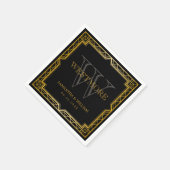  legant Art Deco Black Gold Wedding Servet (Hoek)