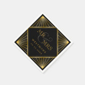  legant Art Deco Black Gold Wedding Servet (Hoek)
