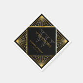 legant Art Deco Black Gold Wedding Servet (Hoek)