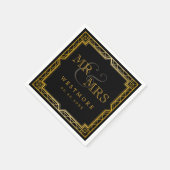 legant Art Deco Black Gold Wedding Servet (Hoek)