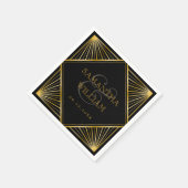 legant Art Deco Black Gold Wedding Servet (Hoek)