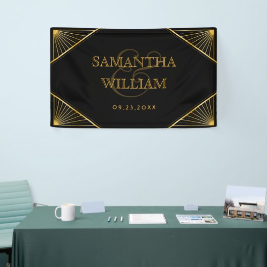  legant Art Deco Black Gold Wedding Spandoek (Beurs)