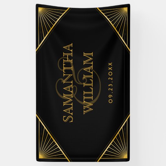  legant Art Deco Black Gold Wedding Spandoek (Verticaal)