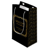 legant Art Deco Gold Wedding Welkom Klein Cadeauzakje (Voorkant Gekanteld)