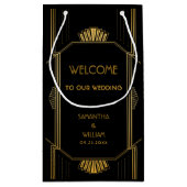 legant Art Deco Gold Wedding Welkom Klein Cadeauzakje (Achterkant)