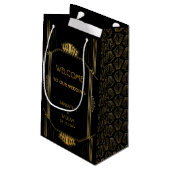 legant Art Deco Gold Wedding Welkom Klein Cadeauzakje (Achterkant Gekanteld)