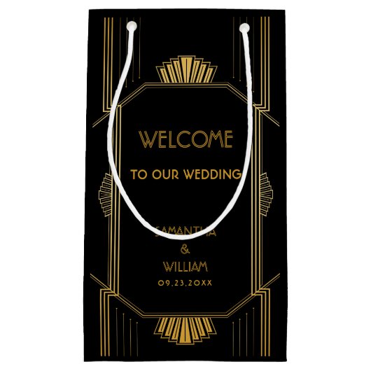  legant Art Deco Gold Wedding Welkom Klein Cadeauzakje (Voorkant)