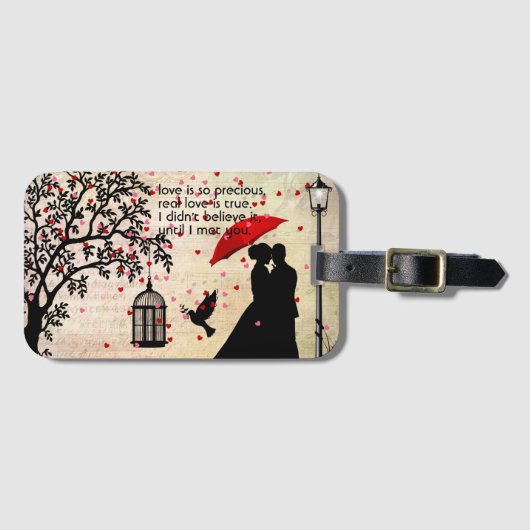 legant beige en zwarte poëzie Valentijnse Bagagelabel (Voorkant (horizontaal))