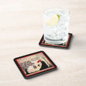 legant beige en zwarte poëzie Valentijnse Bier Onderzetter (Rechterzijde)