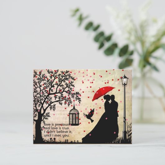 legant beige en zwarte poëzie Valentijnse Briefkaart (Staand voorkant)