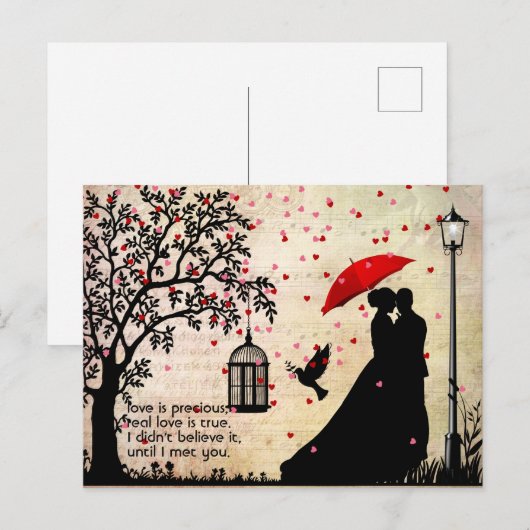 legant beige en zwarte poëzie Valentijnse Briefkaart (Voorkant / Achterkant)