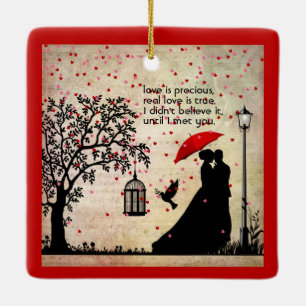  legant beige en zwarte poëzie Valentijnse Keramisch Ornament