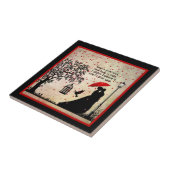 legant beige en zwarte poëzie Valentijnse Tegeltje (Zijkant)