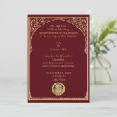  legant Border & Ganesh Indian Wedding Kaart (Staand voorkant)