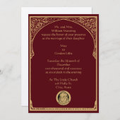  legant Border & Ganesh Indian Wedding Kaart (Voorkant / Achterkant)