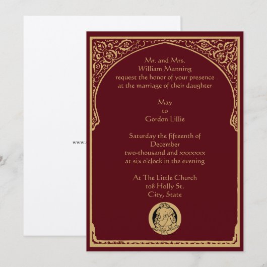  legant Border & Ganesh Indian Wedding Kaart (Voorkant / Achterkant)