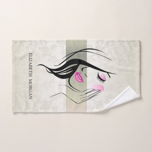  legant, chic, kant, meisje Silhouette Bad Handdoek (Handdoek)