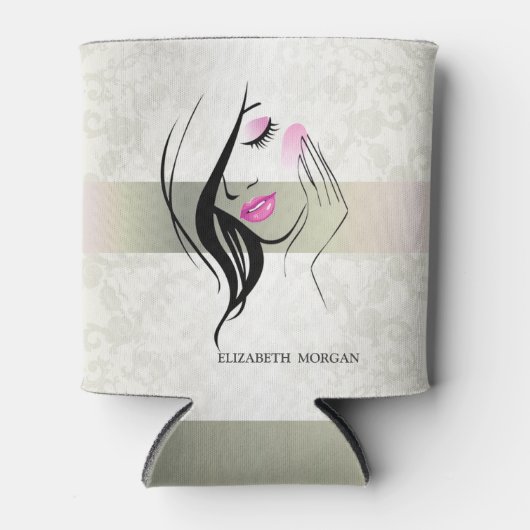  legant, chic, kant, meisje Silhouette Blikjeskoeler (Voorkant)