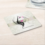  legant, chic, kant, meisje Silhouette Kartonnen Onderzetters (Schuin)