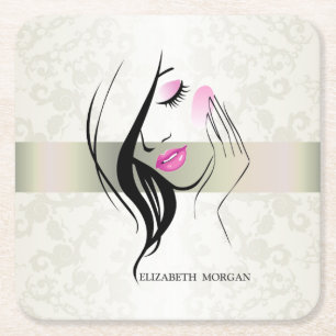  legant, chic, kant, meisje Silhouette Kartonnen Onderzetters