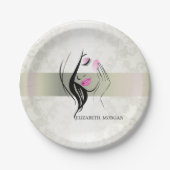  legant, chic, kant, meisje Silhouette Papieren Bordje (Voorkant)