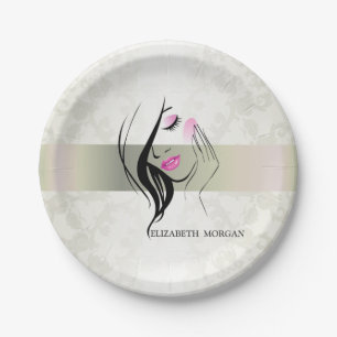  legant, chic, kant, meisje Silhouette Papieren Bordje