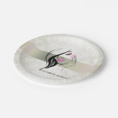 legant, chic, kant, meisje Silhouette Papieren Bordje (Gekanteld)