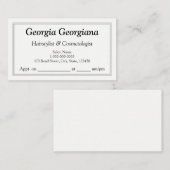 Legant en platte stof, met drievoudige lijn rand afsprakenkaartje (Voorkant / Achterkant)