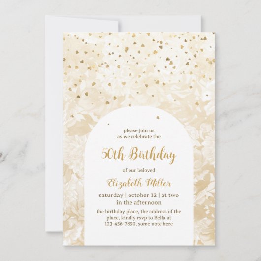 legant Gold Glitter 50e verjaardag Kaart (Voorkant)