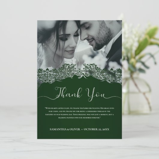 Legant Green Wedding Bedankt Card (Staand voorkant)