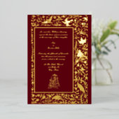 legant Indian Birds Border 1608 Wedding Folie Uitnodiging (Staand Voorkant)
