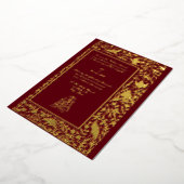 legant Indian Birds Border 1608 Wedding Folie Uitnodiging (Gedraaid)