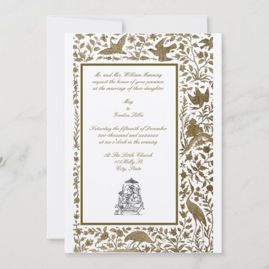  legant Indian Birds Border 1608 Wedding Kaart (Voorkant)